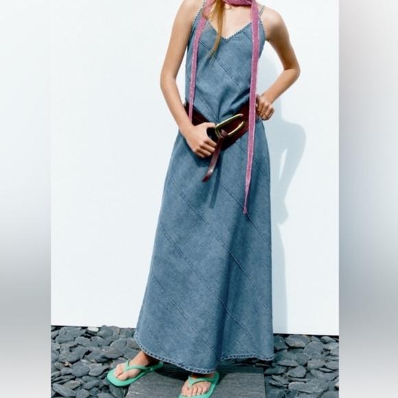 Zara Dresses Zara Denim Maxi Dress Poshmark